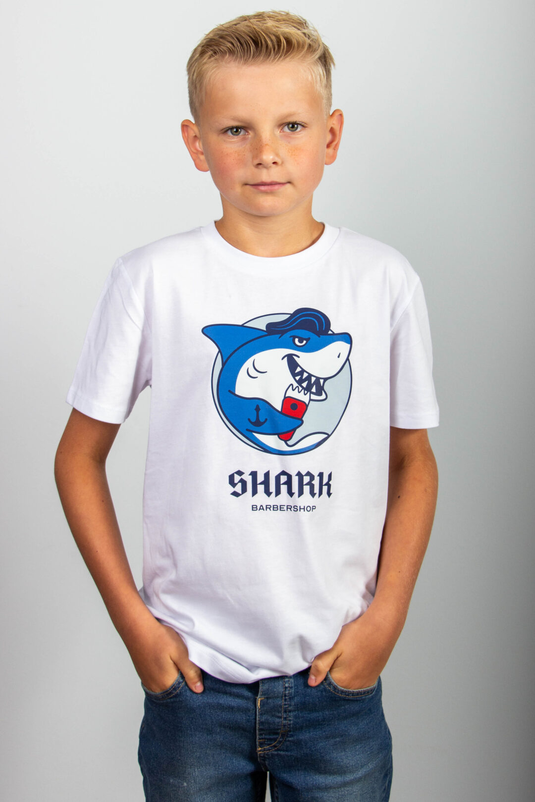 Biały T-shirt (dziecięcy) - Shark logo