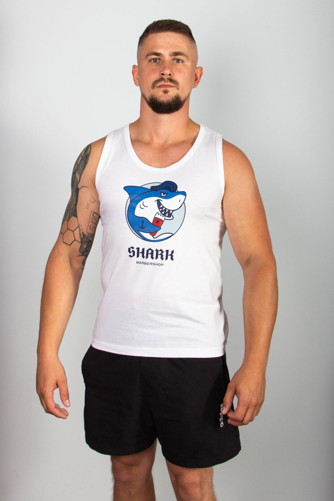 Biały Tank-top - Shark logo