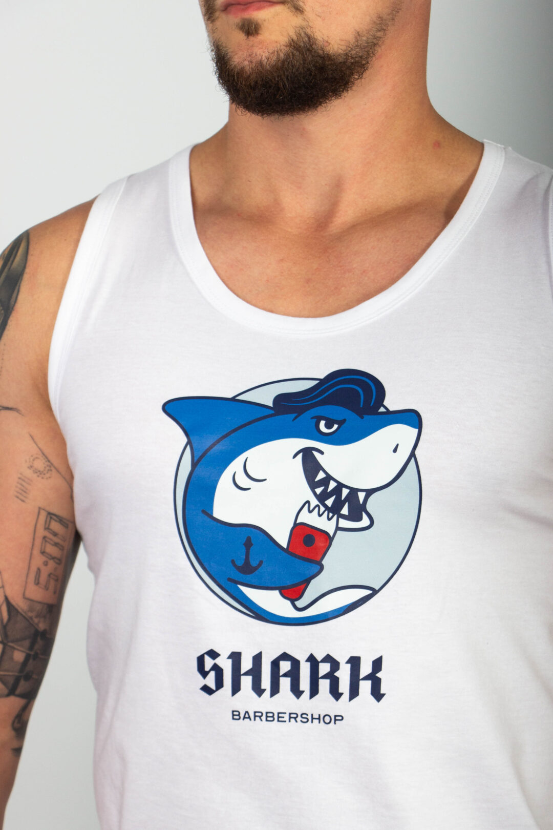 Biały Tank-top - Shark logo - obrazek 2