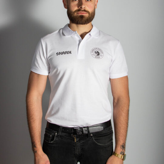 Biała koszulka Polo - Shark x OKS Olesno