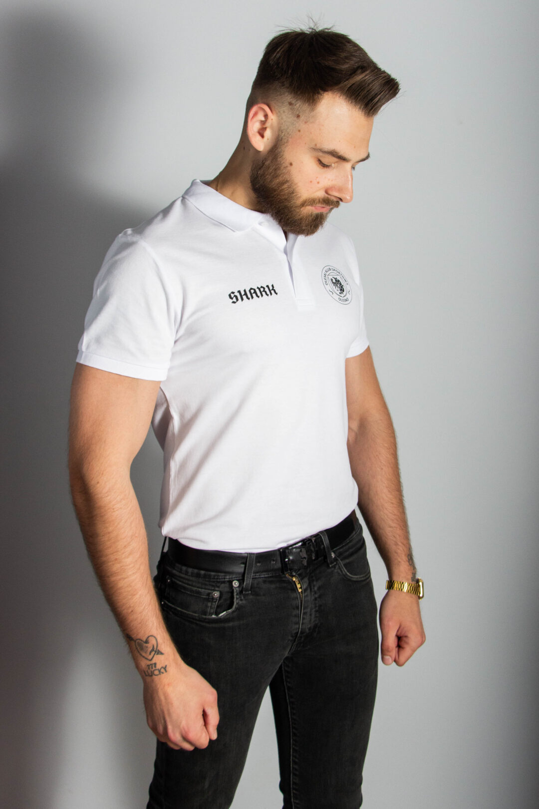 Biała koszulka Polo - Shark x OKS Olesno - obrazek 2