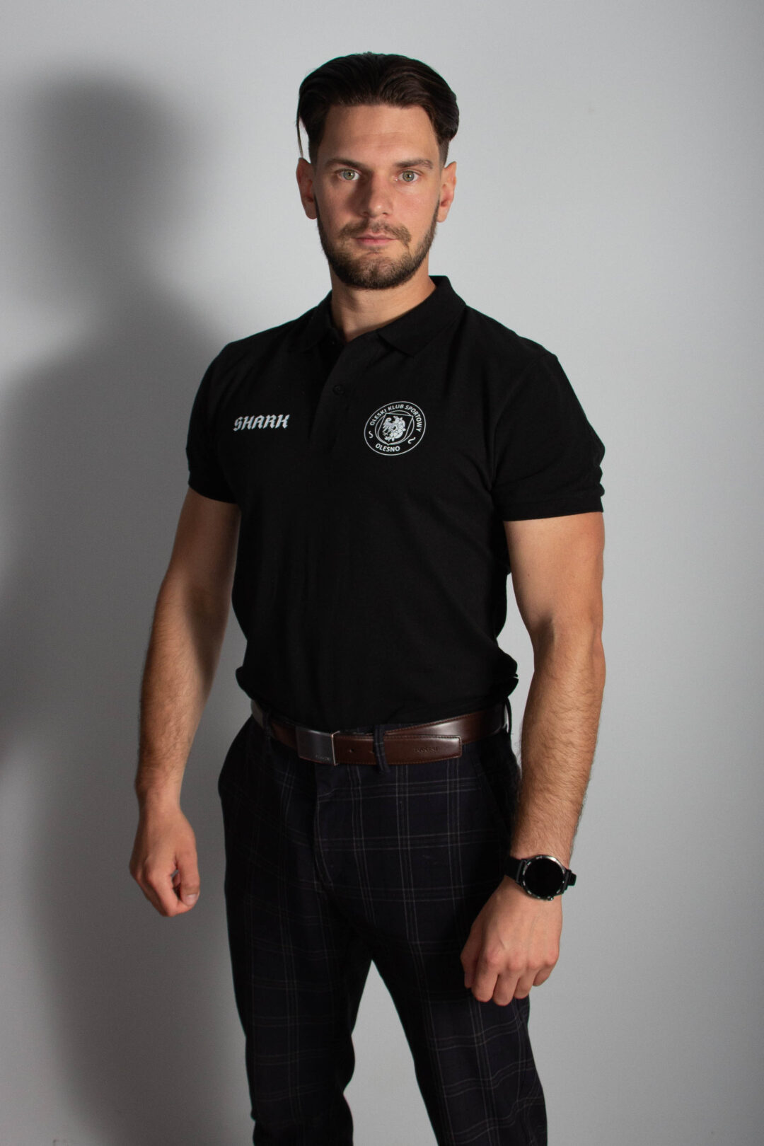 Czarna koszulka Polo - Shark x OKS Olesno