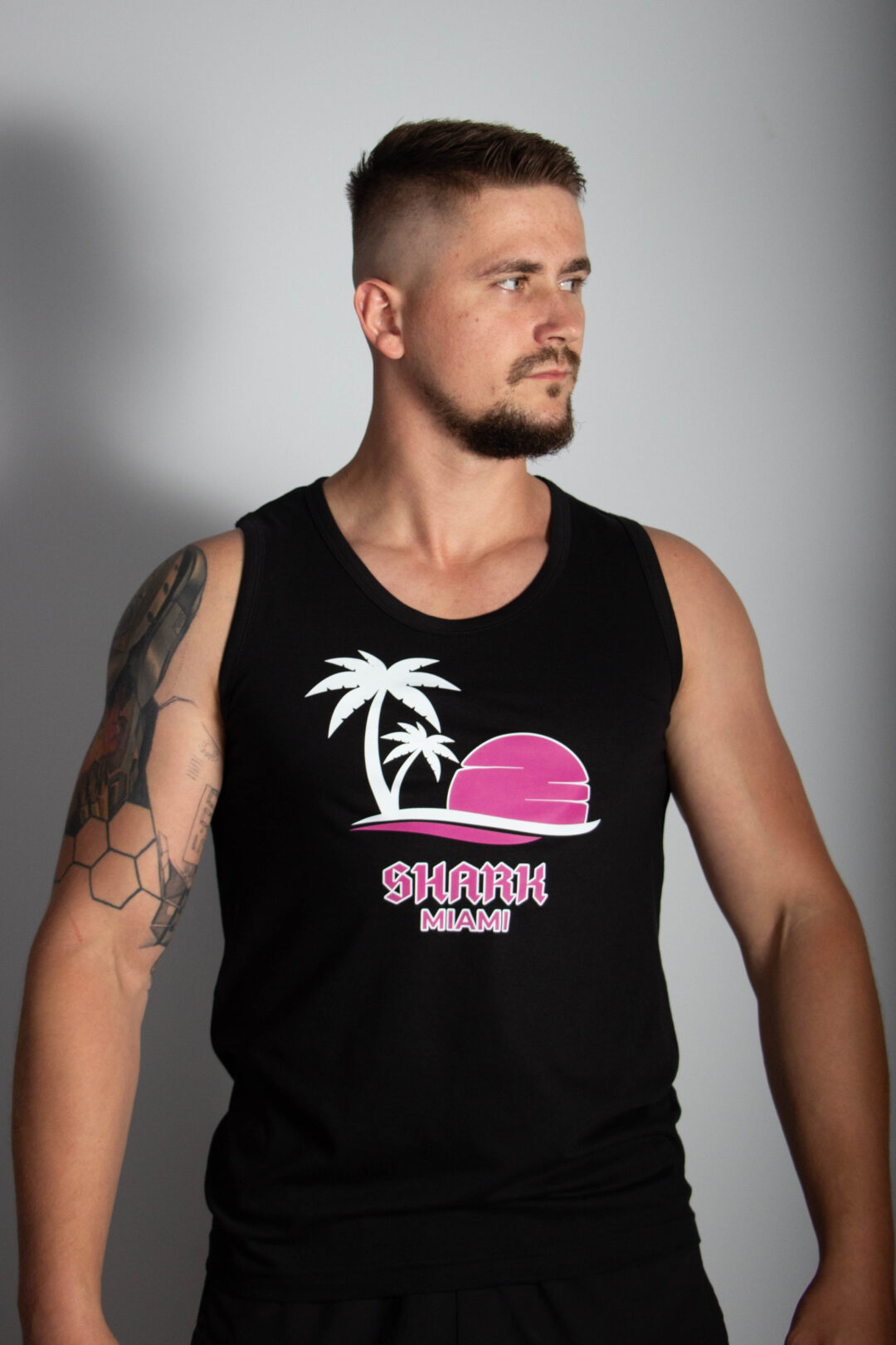 Czarny Tank-top - Shark Miami - obrazek 2
